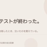テストが終わった。合格したとき、泣いたのを覚えている。
